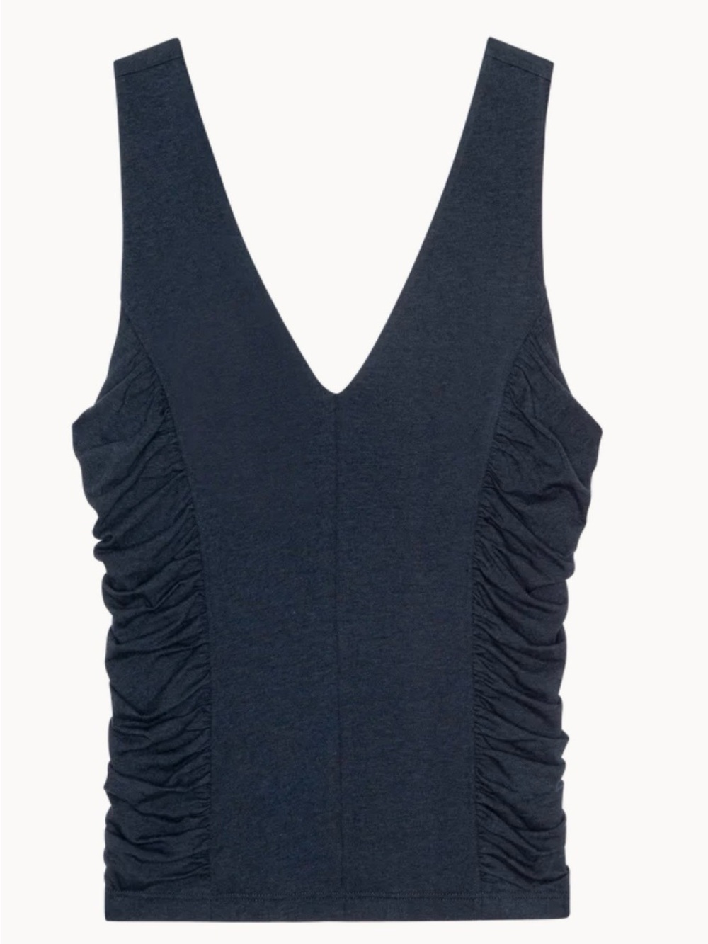 Nation V-Neck Ruched Side Tank Top - Navy